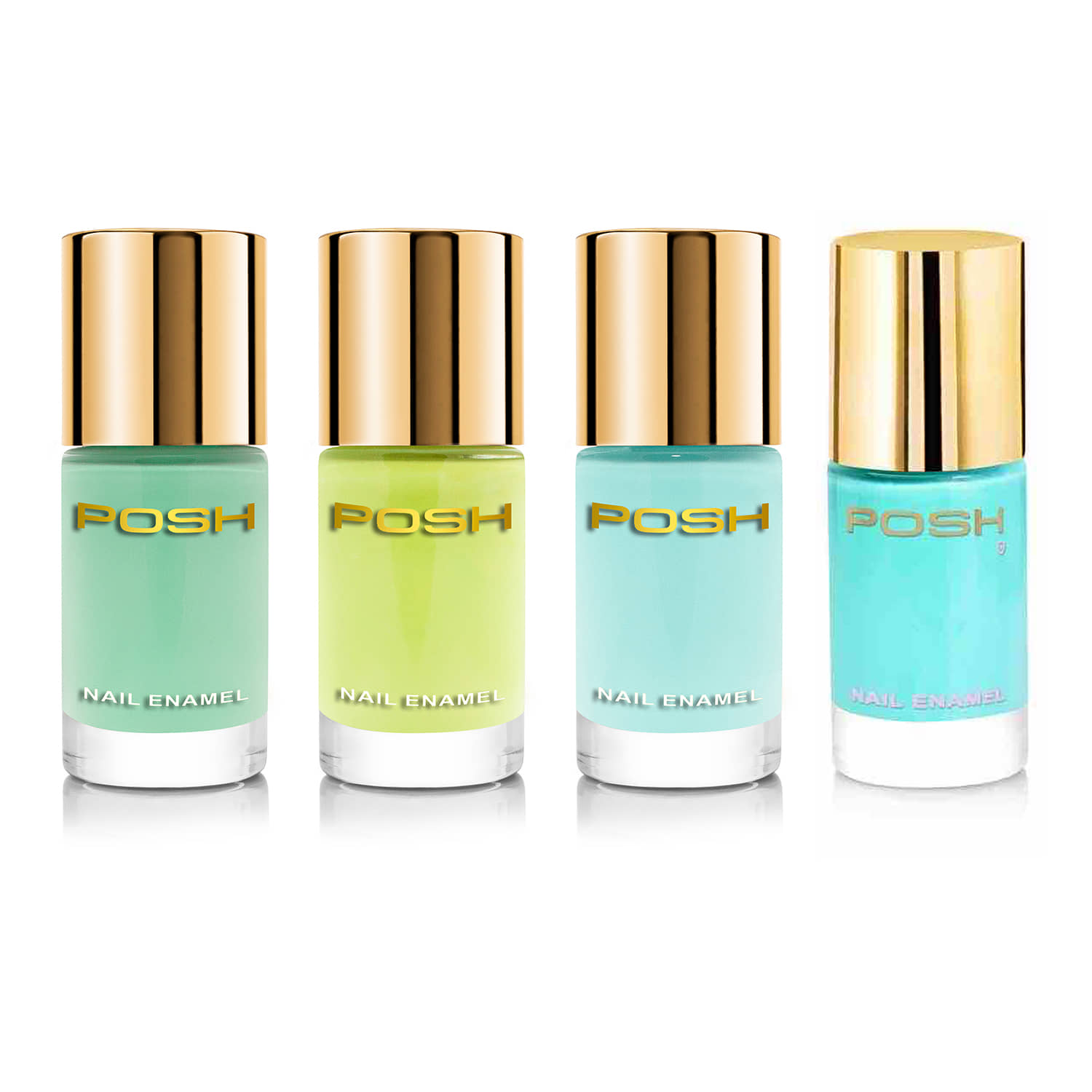 Posh - Sky Blue Glossy Nail Polish ( Pack of 4 )