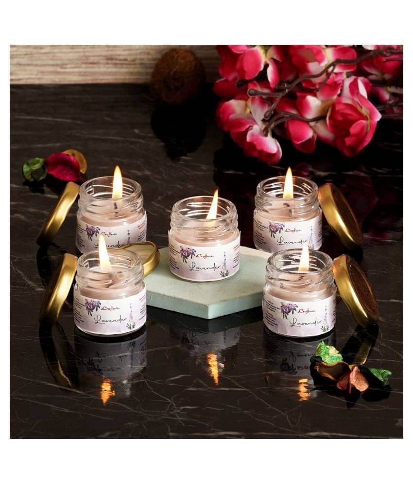     			eCraftIndia Set of 5 Pink Scented Minijar Candles