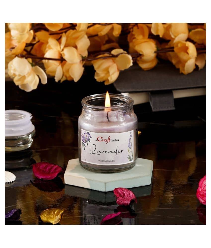 eCraftIndia Purple Lavender Scented Jar Candle