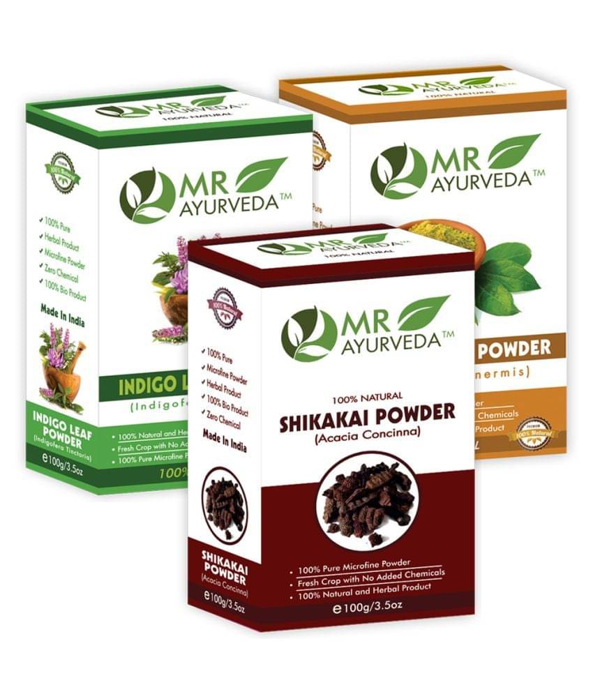 MR Ayurveda Indigo, Henna and Shikakai Powder Hair Scalp Treatment 300 g Pack of 3 MR Ayurveda Indigo, Henna and Shikakai Powder Hair Scalp Treatment 300 g Pack of 3