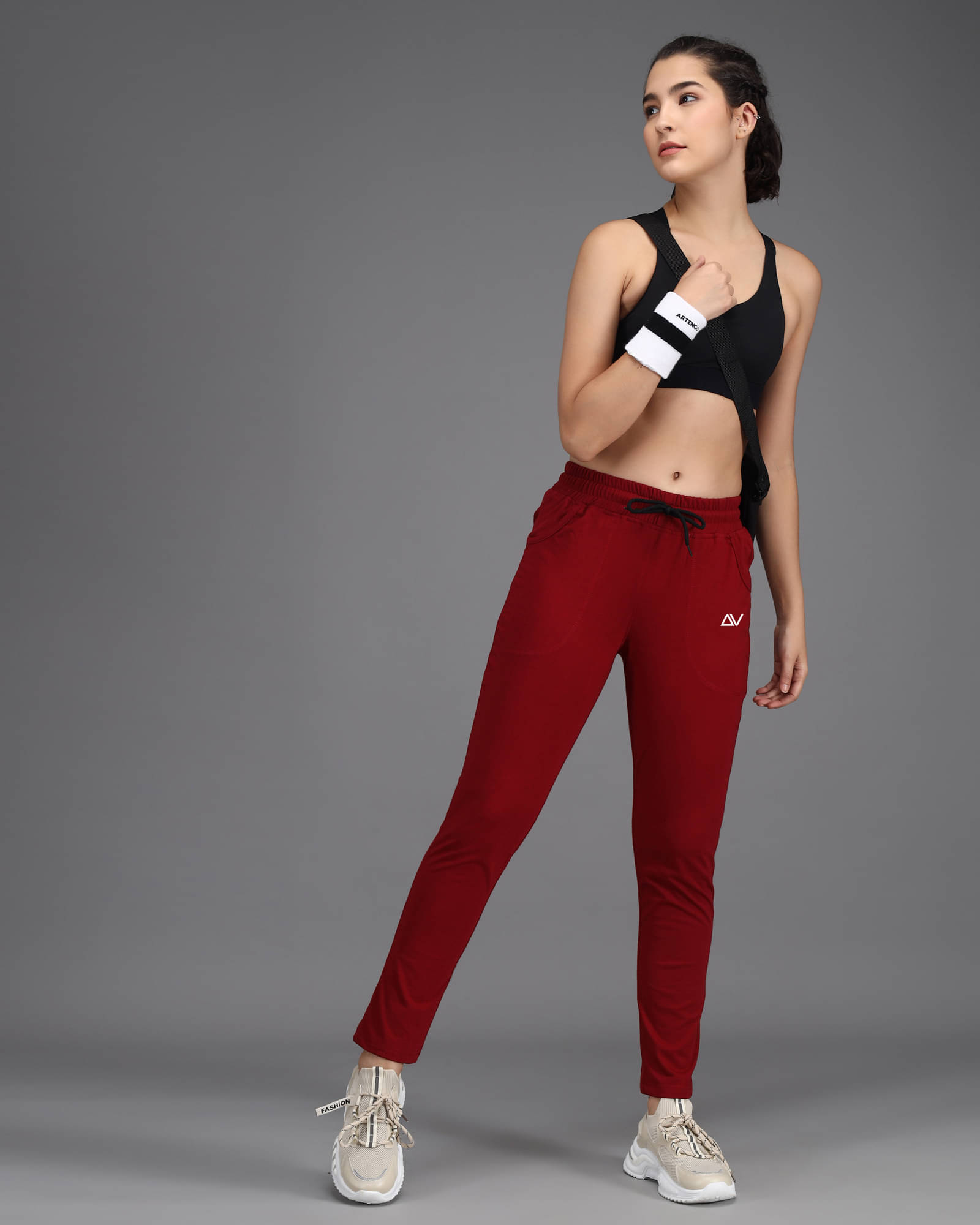     			Addyvero Maroon Cotton Blend Trackpants - Single