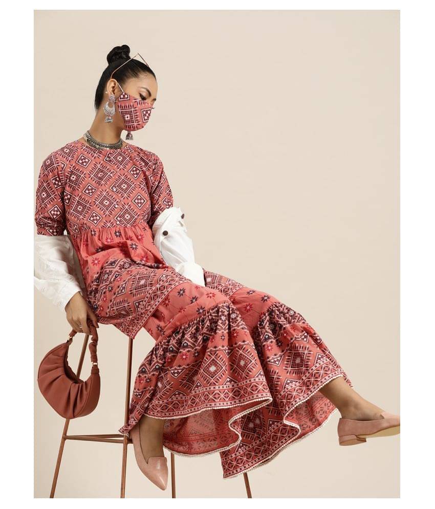     			Juniper Cotton Kurti With Sharara And Gharara - Stitched Suit Single