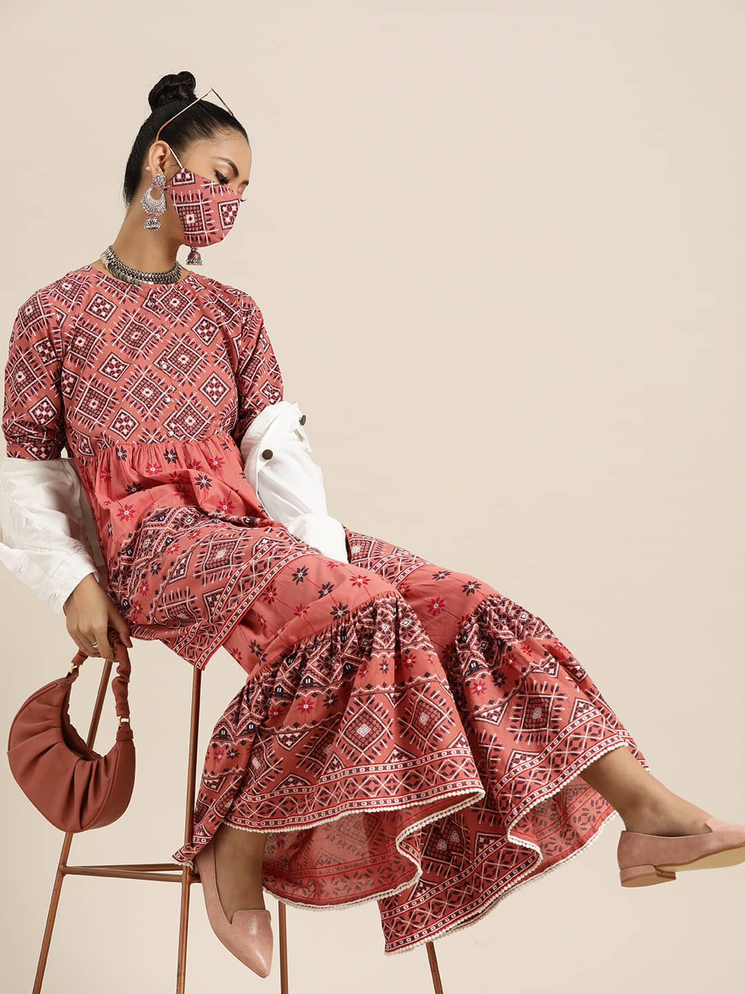 Juniper Cotton Kurti With Sharara And Gharara - Stitched Suit Single Juniper Cotton Kurti With Sharara And Gharara - Stitched Suit Single