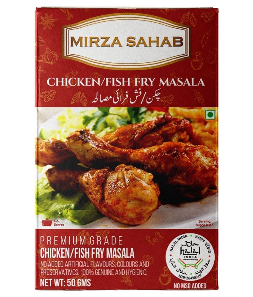 Mirza Sahab Chicken / Fish Fry Masala Instant Mix 50 gm Pack of 4     			Mirza Sahab Chicken / Fish Fry Masala Instant Mix 50 gm Pack of 4