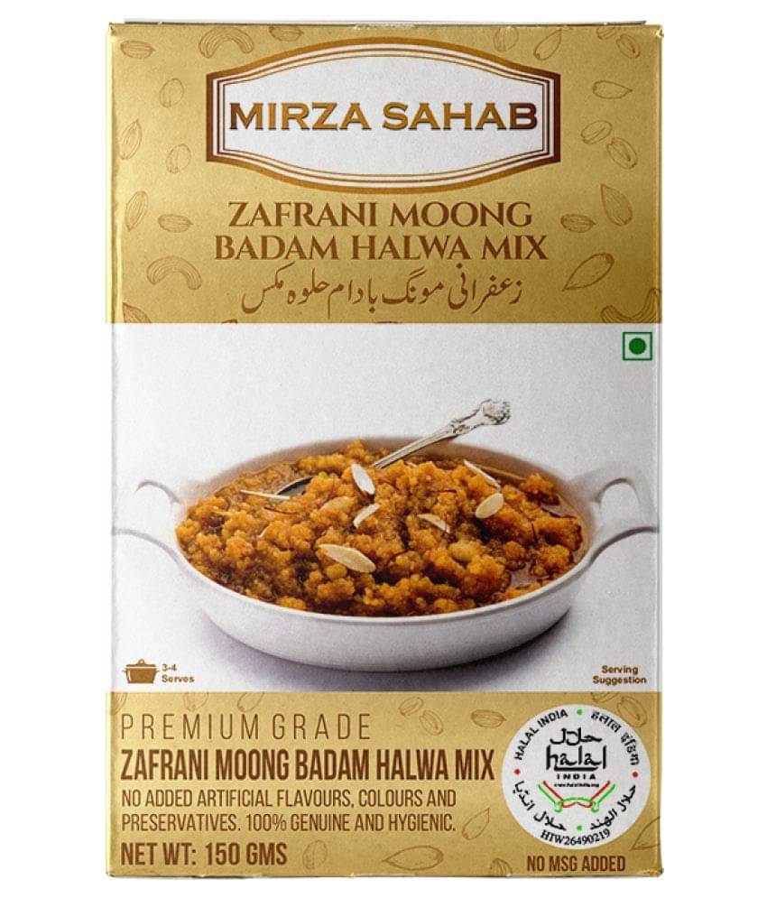 Mirza Sahab Zafrani Moong Badam Halwa Instant Mix 150 gm Pack of 4 Mirza Sahab Zafrani Moong Badam Halwa Instant Mix 150 gm Pack of 4
