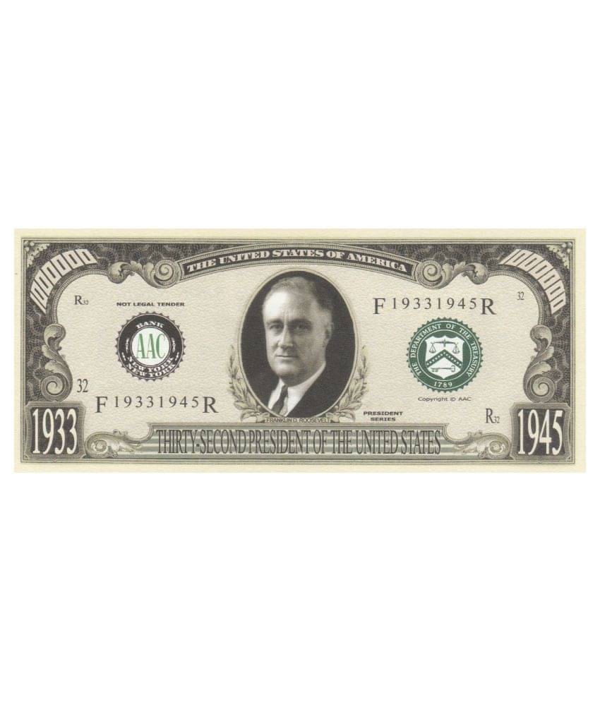     			NUMISMATTECLY RARE AND COLLECTIBLE. UNITED STATE OF AMERICA,PRESIDENT SERIES-ONE MILLION -[1000000] -FRANKLIN ROOSEVELT,32ND -PRESIDENT OF AMERICA .YEAR-1933-1945,IN GEM UNC CONDITION ,HIGHLY COLLECTIBLE HIGH GRADE ,