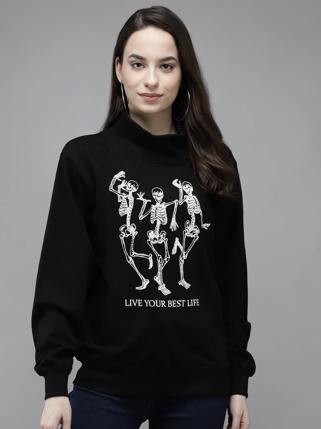 The Dry State Cotton Black Non Hooded Sweatshirt