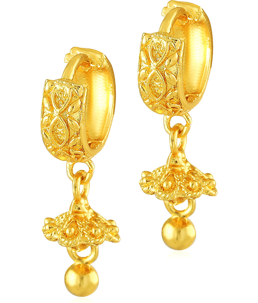 Vighnaharta Daily wear Filigree work Gold Plated alloy Hoop Earring Bucket Bali Basket Bali Earring for Women and Girls {VFJ1450ERG} - Earrings | Buy online on ZillyBuy
