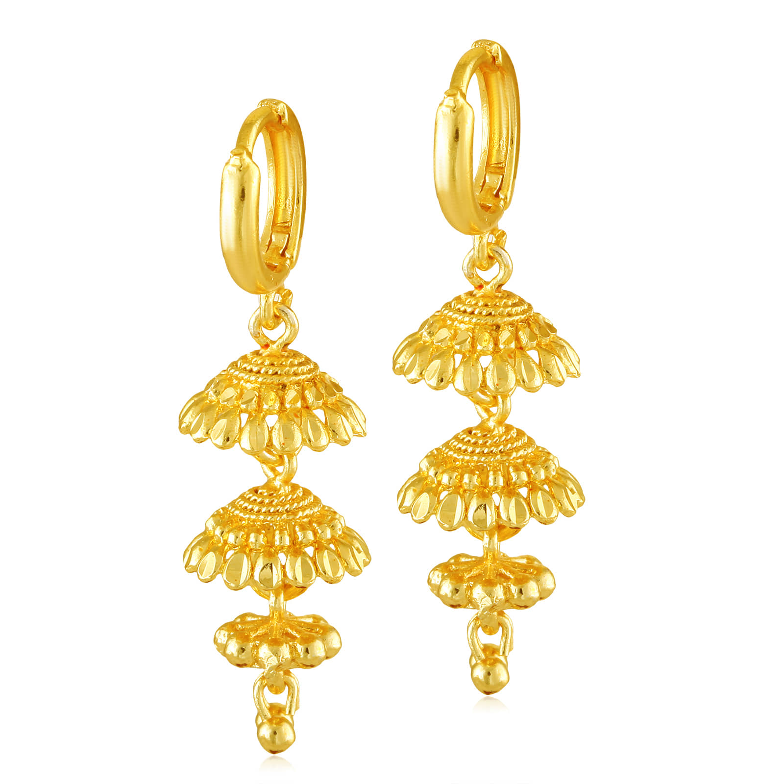 Vighnaharta Daily wear Filigree work Gold Plated alloy Hoop Earring Bucket Bali Basket Bali Earring for Women and Girls  {VFJ1454ERG} - Earrings | Buy online on ZillyBuy