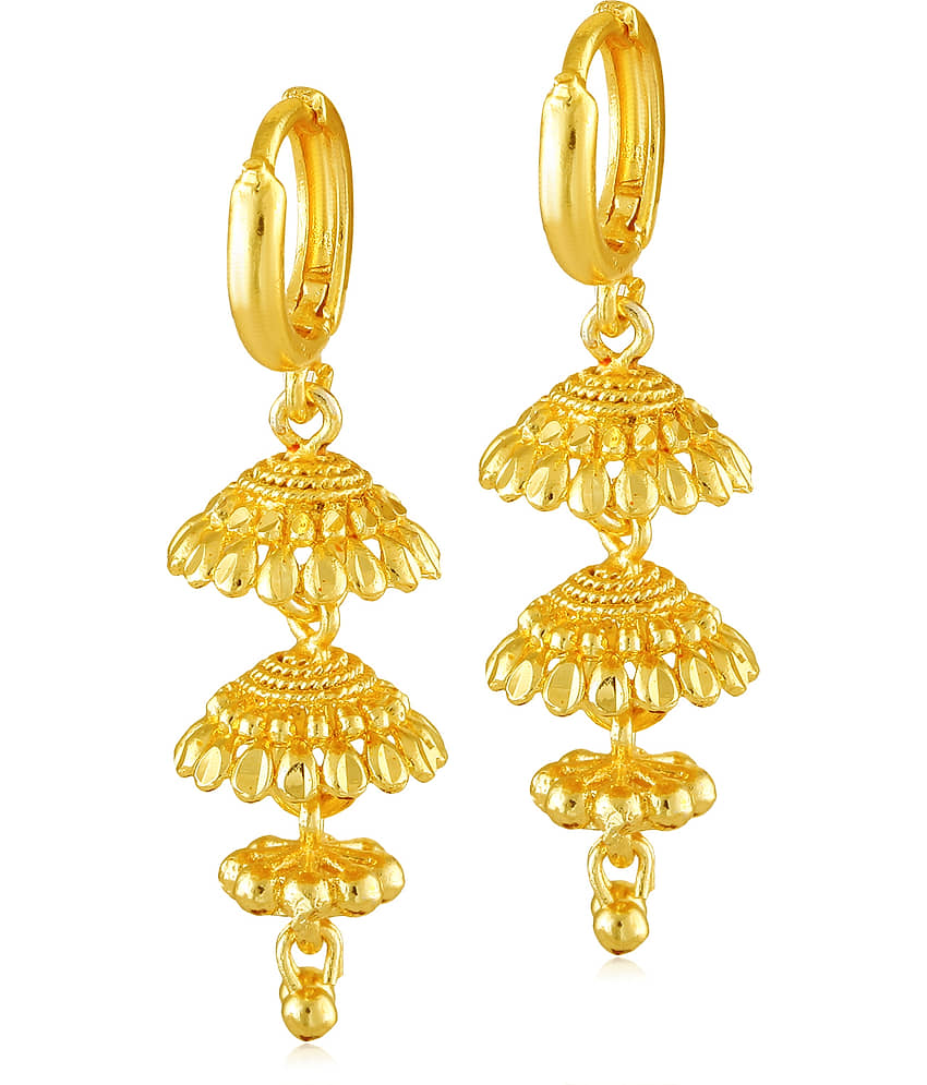 Vighnaharta Daily wear Filigree work Gold Plated alloy Hoop Earring Bucket Bali Basket Bali Earring for Women and Girls {VFJ1454ERG} - Earrings | Buy online on ZillyBuy