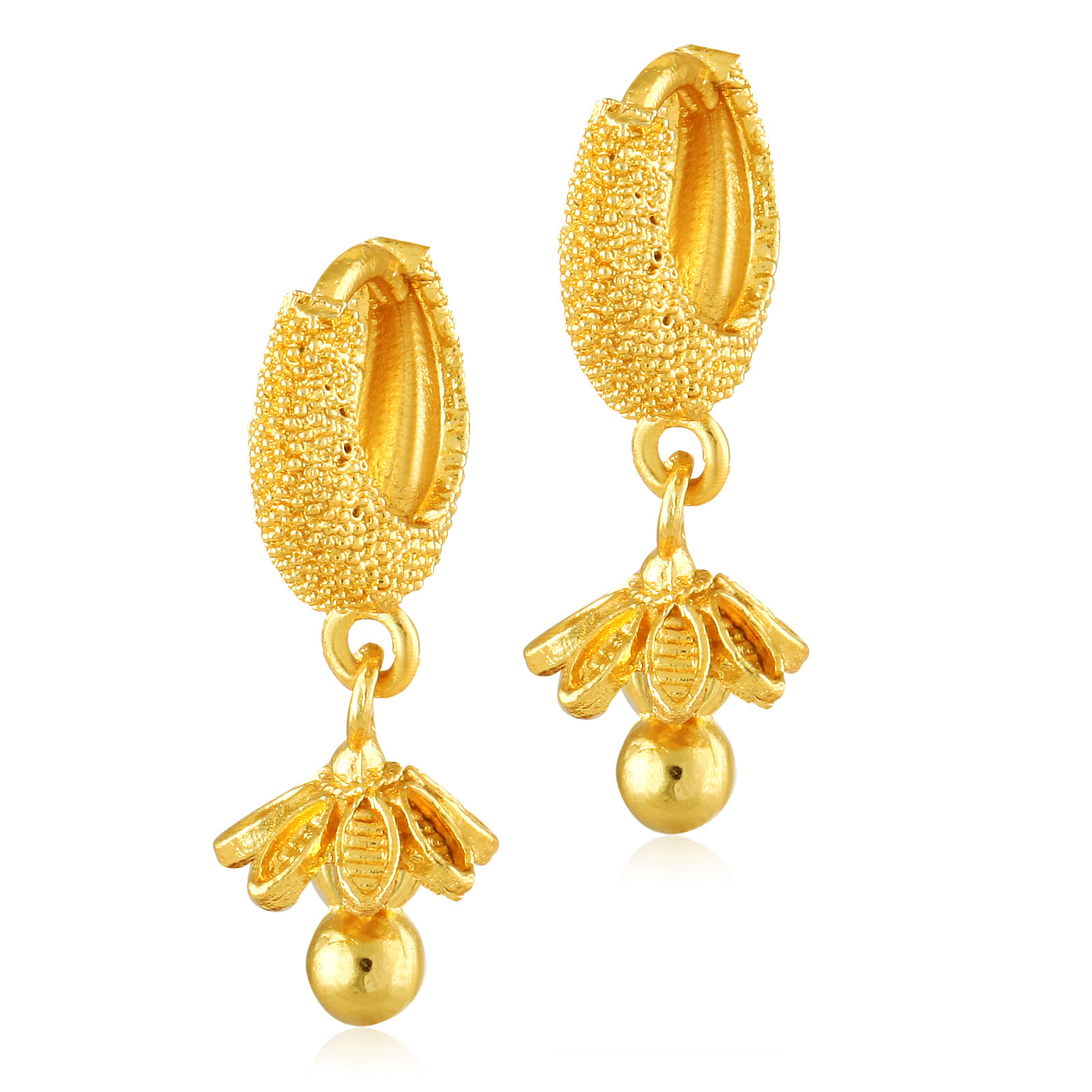 Vighnaharta Daily wear Filigree work Gold Plated alloy Hoop Earring Bucket Bali Basket Bali Earring for Women and Girls  {VFJ1453ERG} - Earrings | Buy online on ZillyBuy