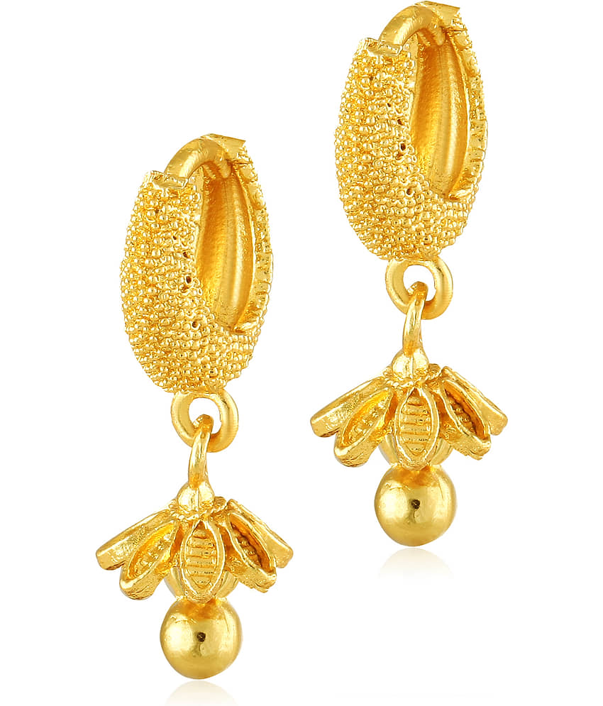 Vighnaharta Daily wear Filigree work Gold Plated alloy Hoop Earring Bucket Bali Basket Bali Earring for Women and Girls {VFJ1453ERG} - Earrings | Buy online on ZillyBuy