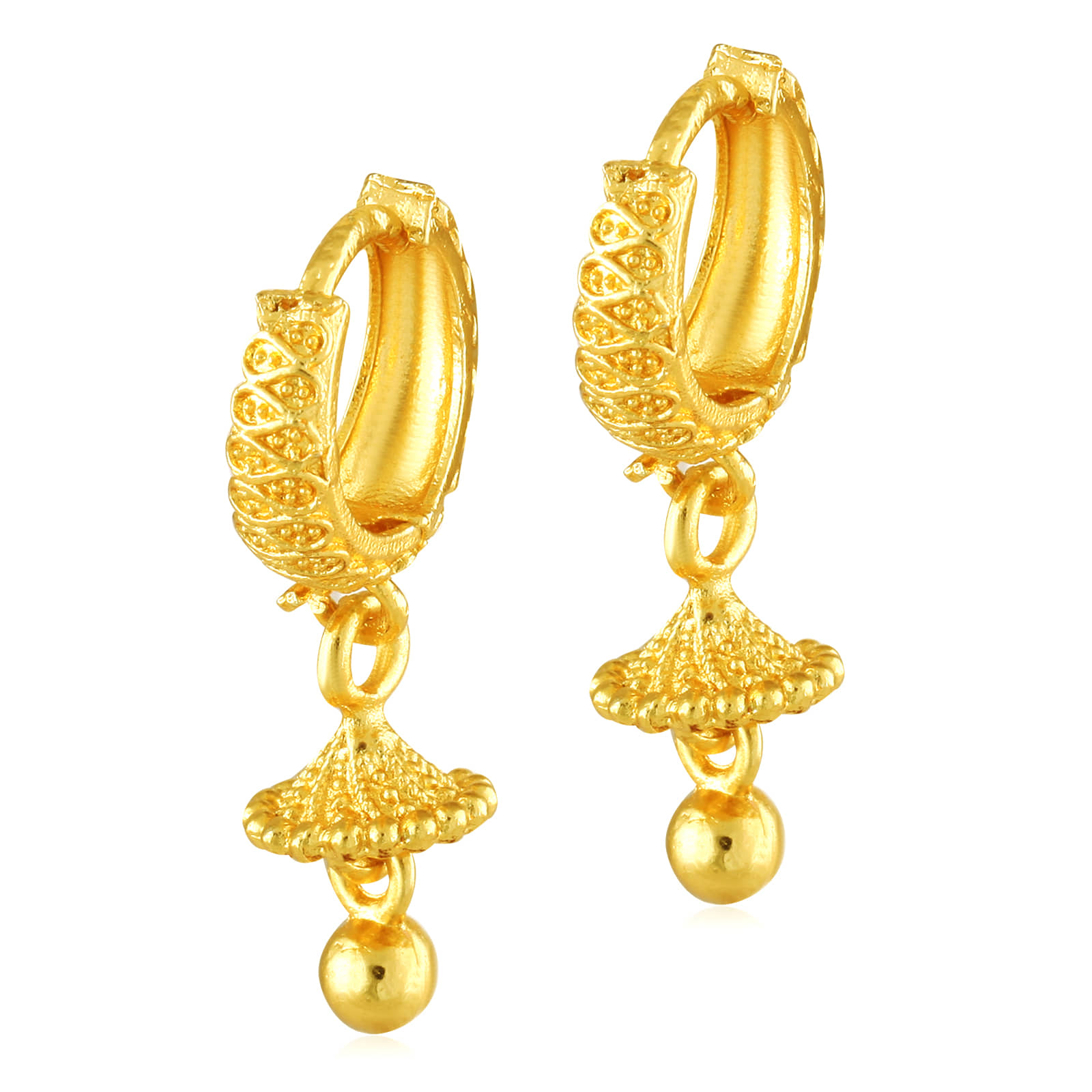 Vighnaharta - Golden Bali Earrings ( Pack of 1 ) - Earrings | Buy online on ZillyBuy