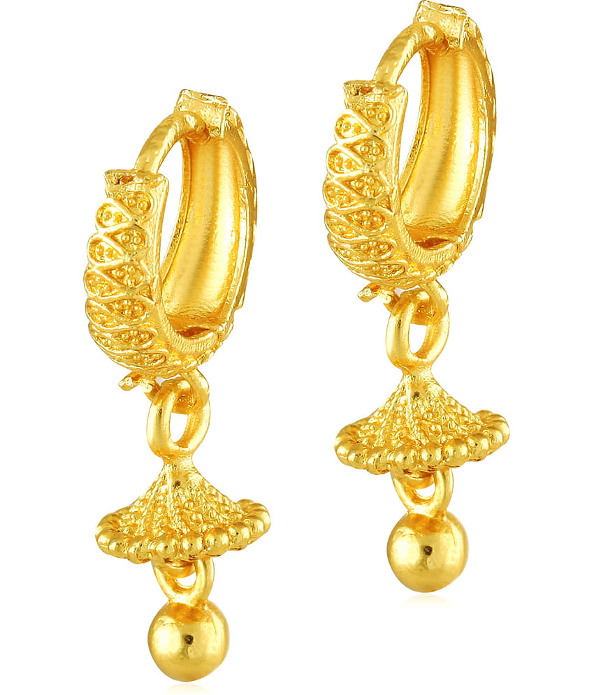 Vighnaharta - Golden Bali Earrings ( Pack of 1 ) - Earrings | Buy online on ZillyBuy