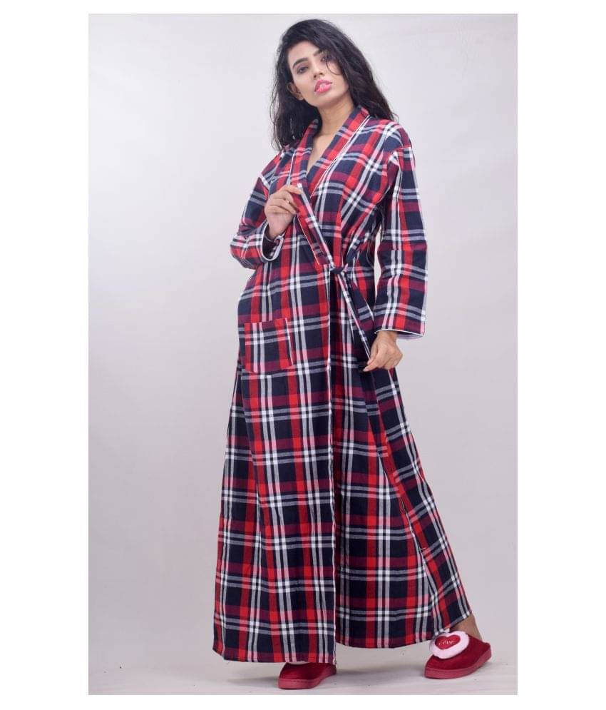 CLYMAA Woolen Nighty & Night Gowns - Red CLYMAA Woolen Nighty & Night Gowns - Red