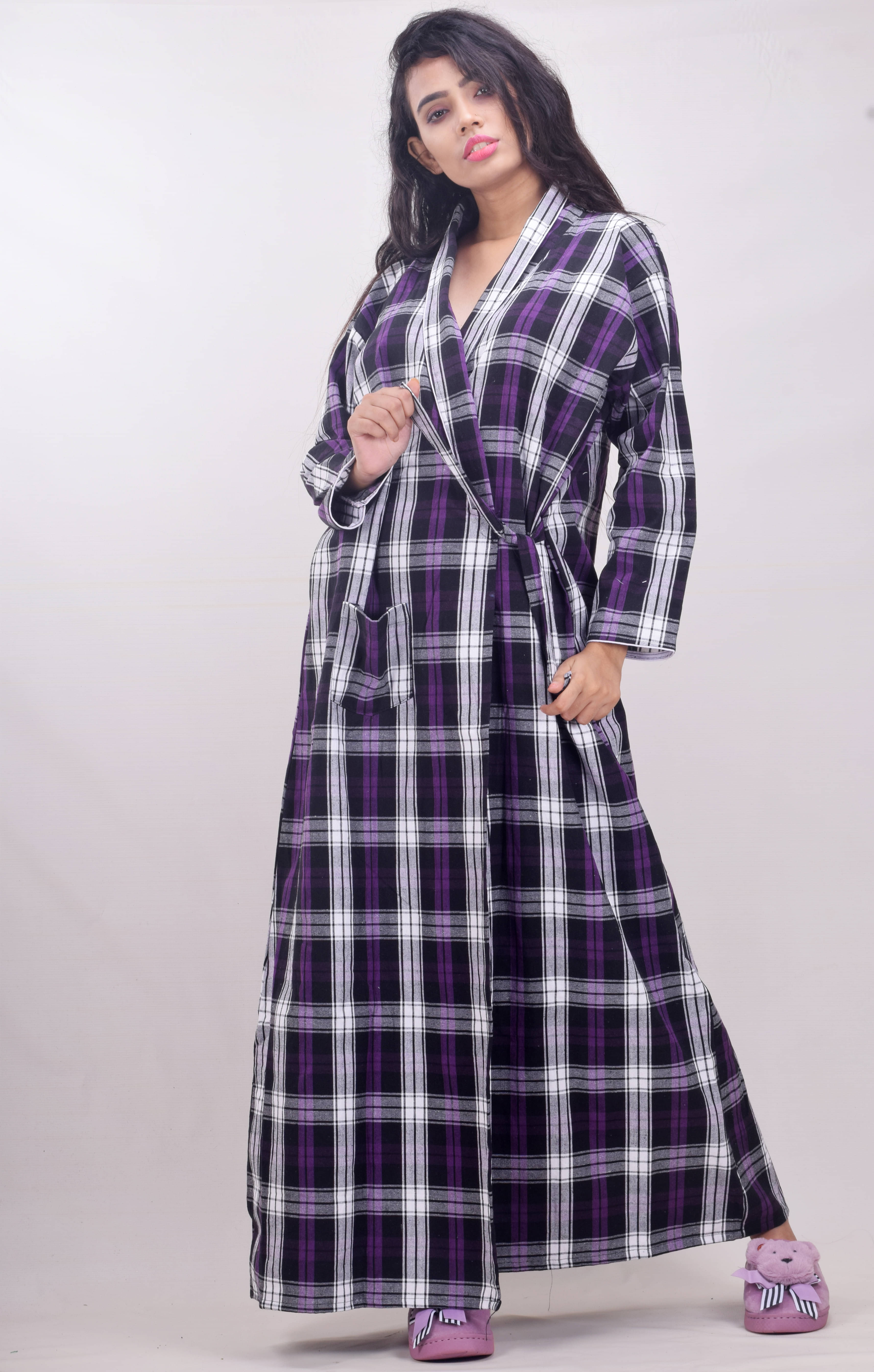     			CLYMAA Woolen Nighty & Night Gowns - Purple