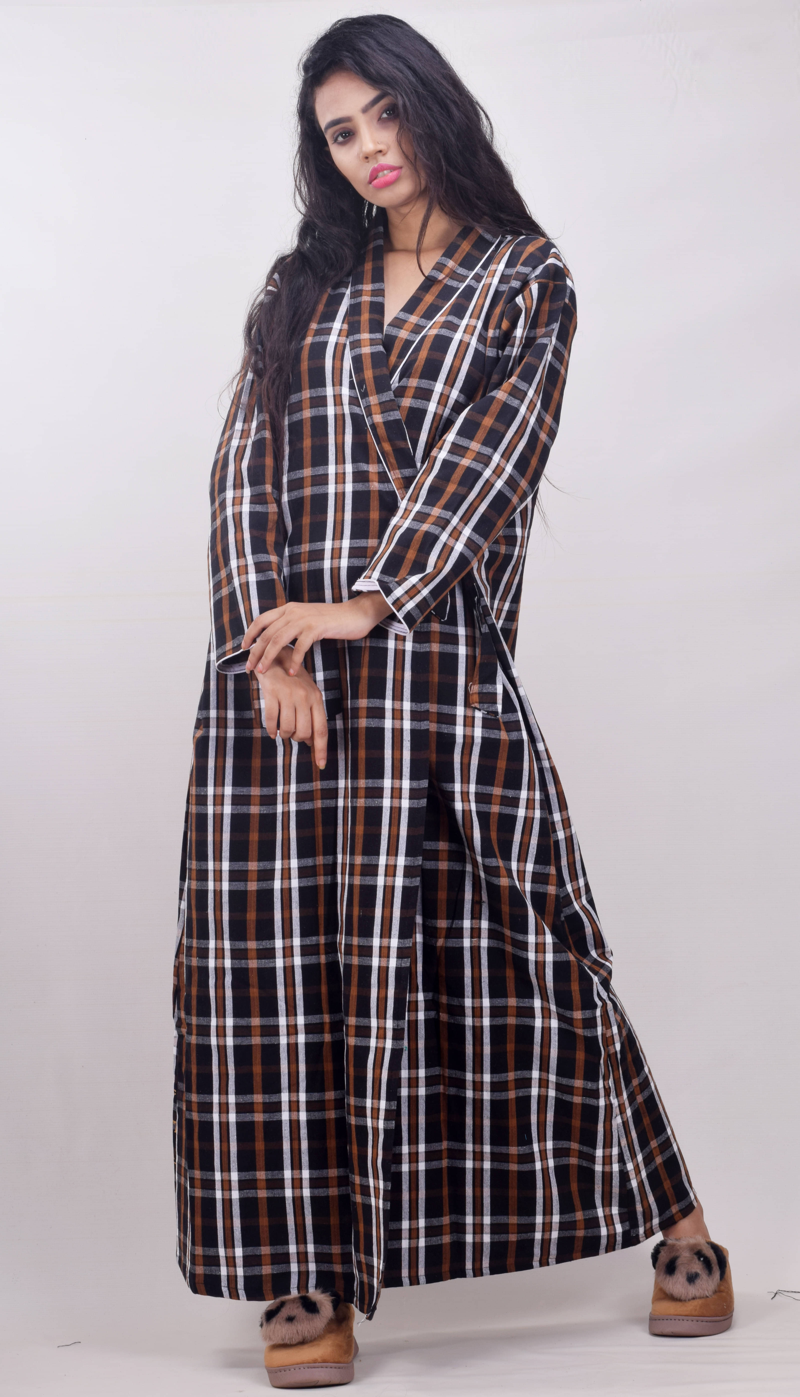 CLYMAA Woolen Nighty & Night Gowns - Brown     			CLYMAA Woolen Nighty & Night Gowns - Brown