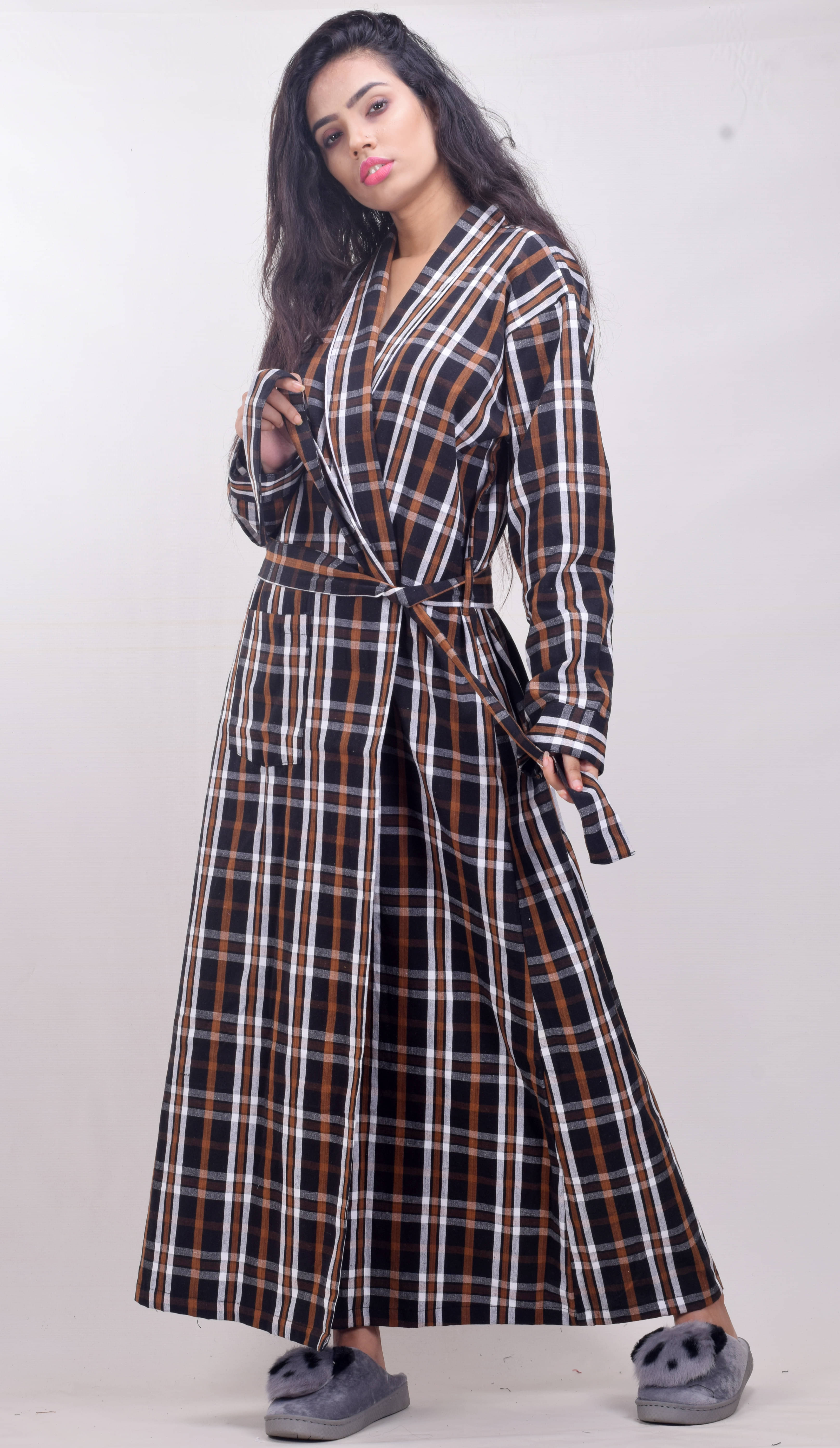 CLYMAA Woolen Nighty & Night Gowns - Brown     			CLYMAA Woolen Nighty & Night Gowns - Brown