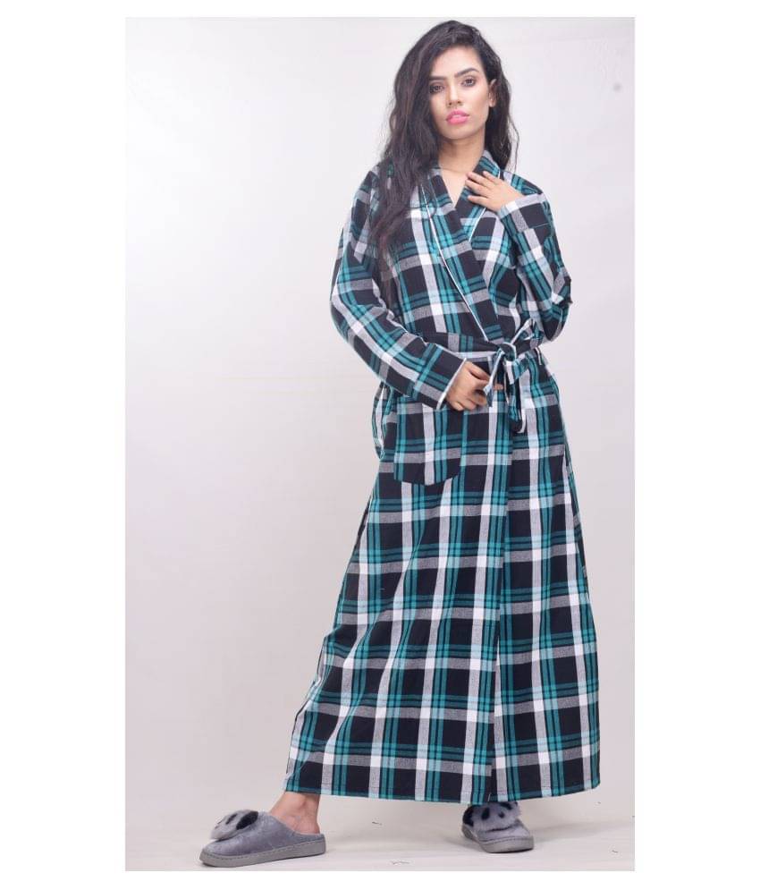 CLYMAA Woolen Nighty & Night Gowns - Green     			CLYMAA Woolen Nighty & Night Gowns - Green