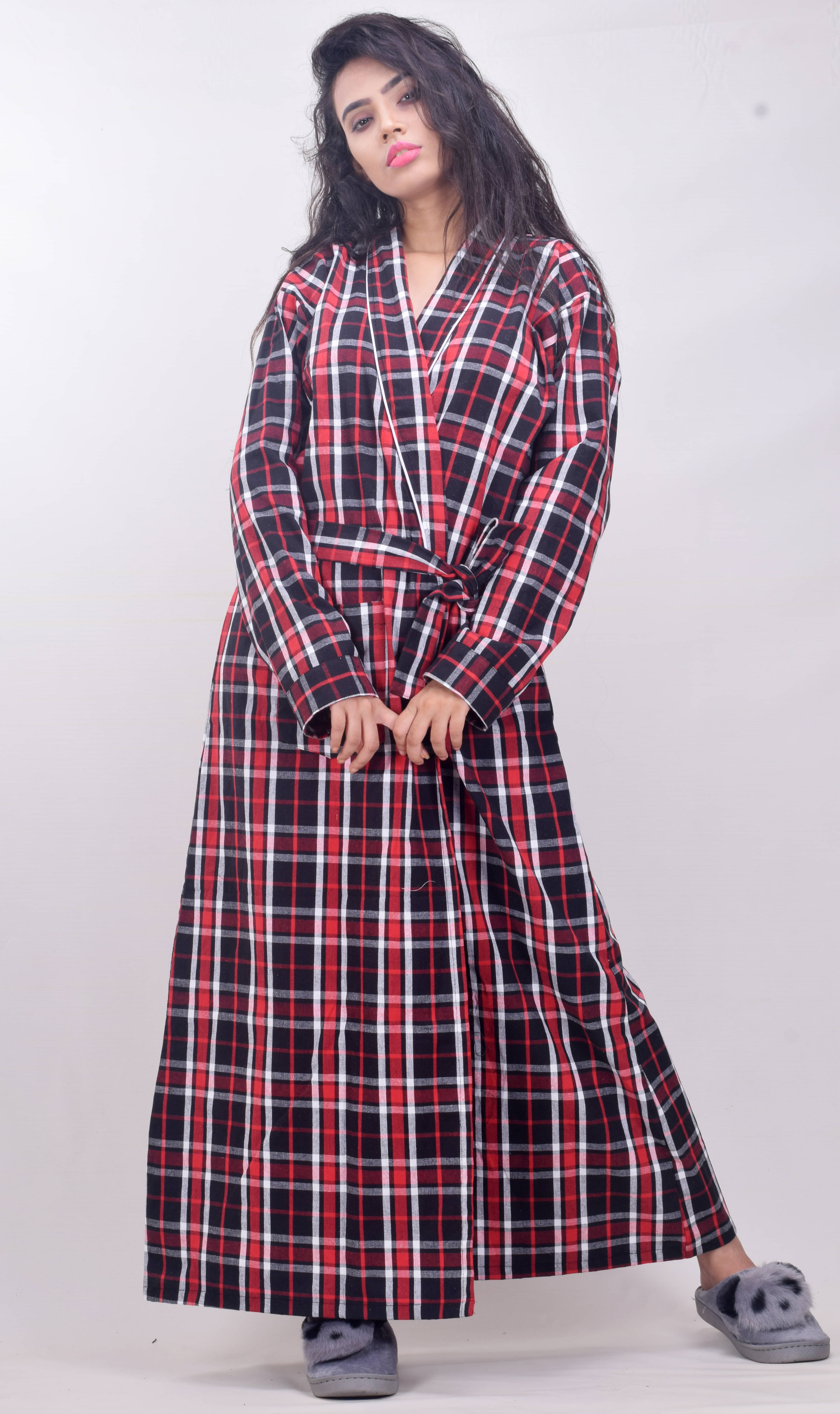     			CLYMAA Woolen Nighty & Night Gowns - Red