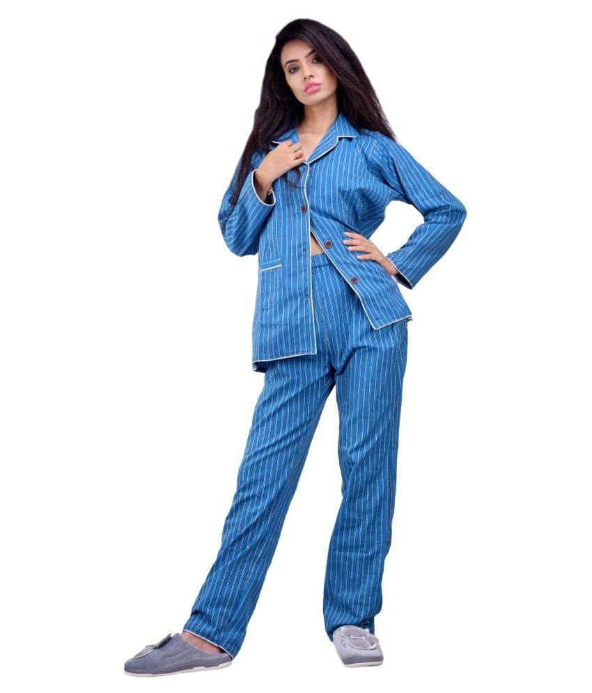    			CLYMAA Woolen Nighty & Night Gowns - Blue