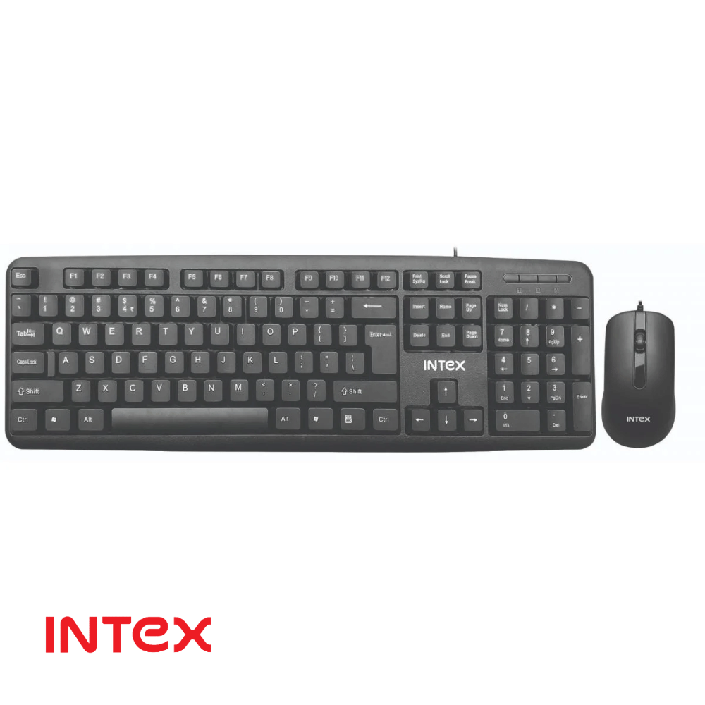 Intex Smile IT-KBM888 Black USB Wired Keyboard Mouse Combo Spill Resistant, Anti-skid Pad Design
