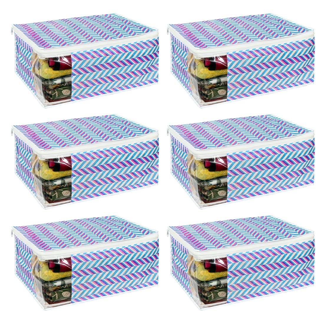     			PrettyKrafts  Saree Cover Large with Creative Prints, Saree Storage Bag With Zip, Wardrobe Organiser, Clothes Cover & Storage,(Pack of 6) QTR Grey