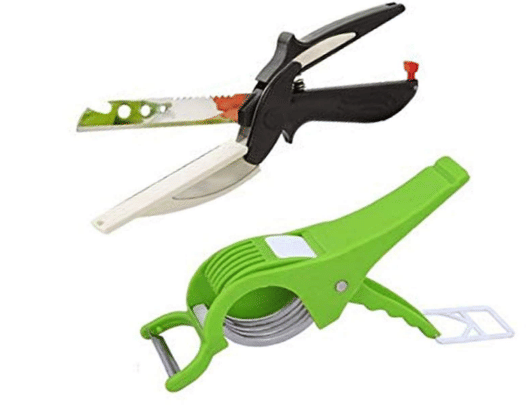     			Blooms Mall Plastic Vegetables Smart Knife Scissor Clever Cutter Chopper and Vegetables Slicer with Peeler for Kitchen (Combo)