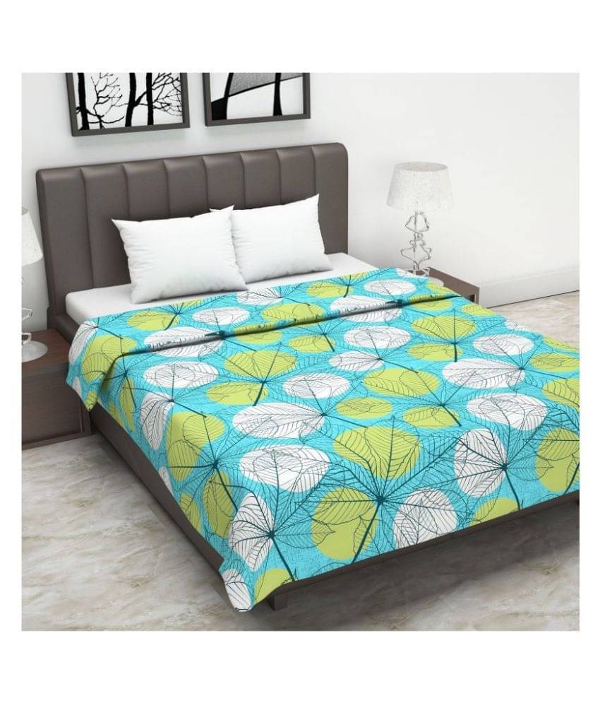     			DIVINE CASA Double Polyester Blue Floral Dohar