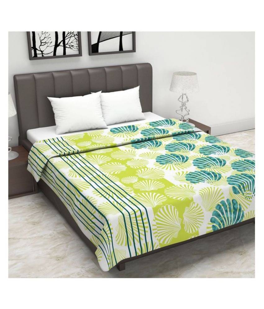     			DIVINE CASA Double Polyester White Floral Dohar
