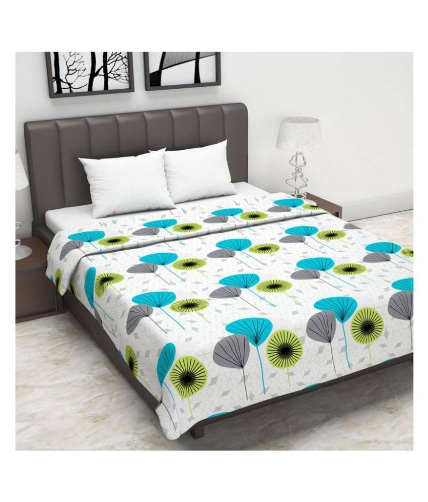     			DIVINE CASA Double Polyester White Floral Dohar