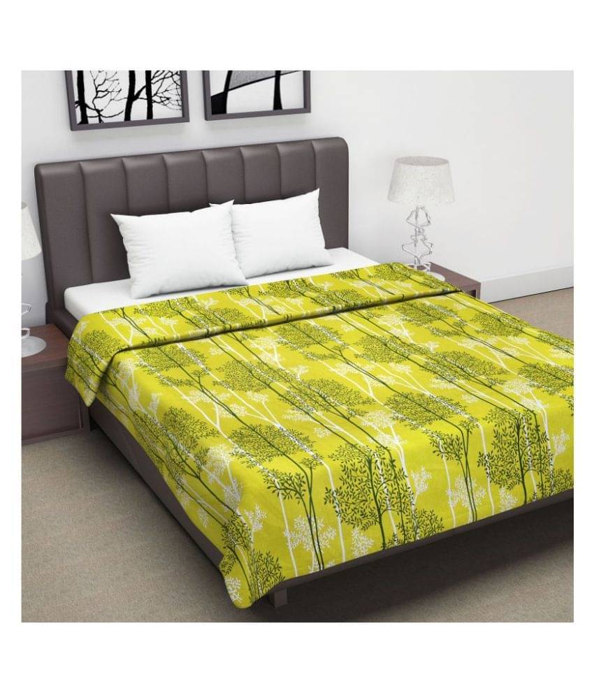     			DIVINE CASA Double Polyester Yellow Floral Dohar