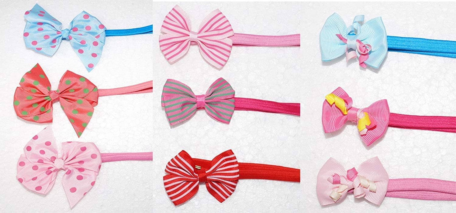FOK 2 Pcs Bow Elastic Headbands & 4 Pcs Sleek Plastic Plain Hairbands For Babies - Random Design, Color - Jewellery Sets | Buy online on ZillyBuy