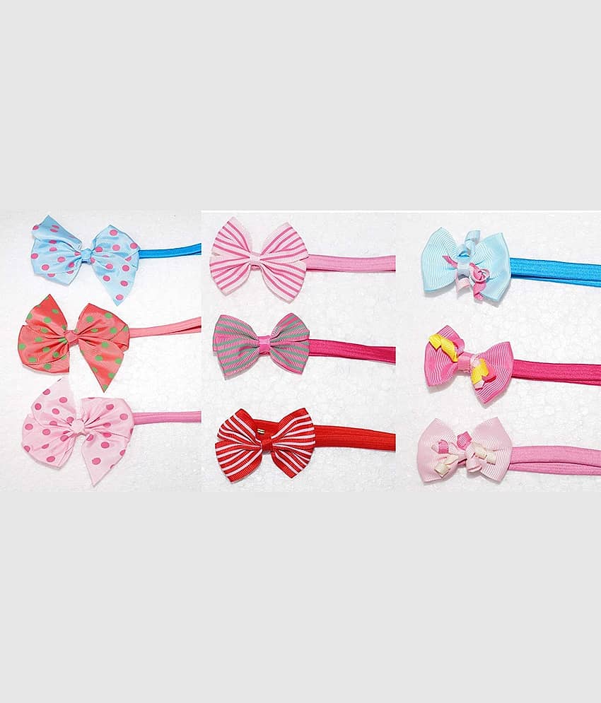 FOK 2 Pcs Bow Elastic Headbands & 4 Pcs Sleek Plastic Plain Hairbands For Babies - Random Design, Color - Jewellery Sets | Buy online on ZillyBuy