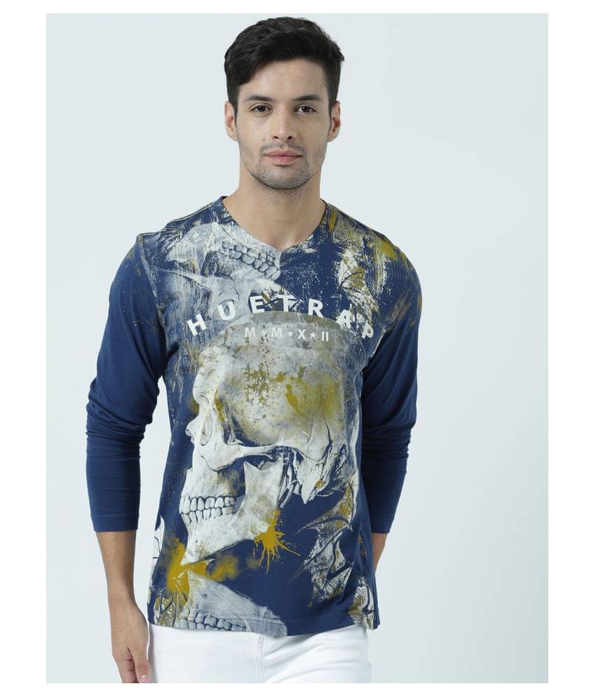     			Huetrap Pack of 1 Cotton Regular Fit Men's T-Shirt ( Navy Blue )
