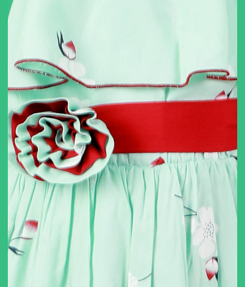 Kids Cave Rayon A-line For Girls ( Pack of 1 , Light Green )