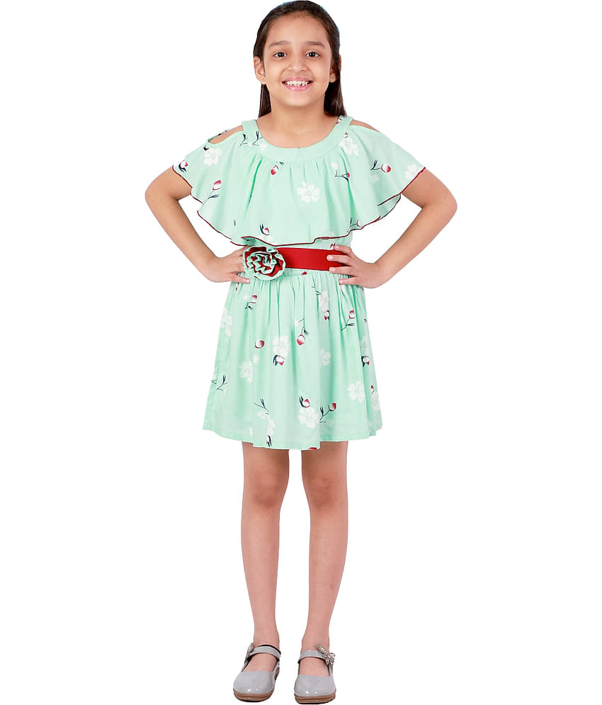 Kids Cave Rayon A-line For Girls ( Pack of 1 , Light Green )