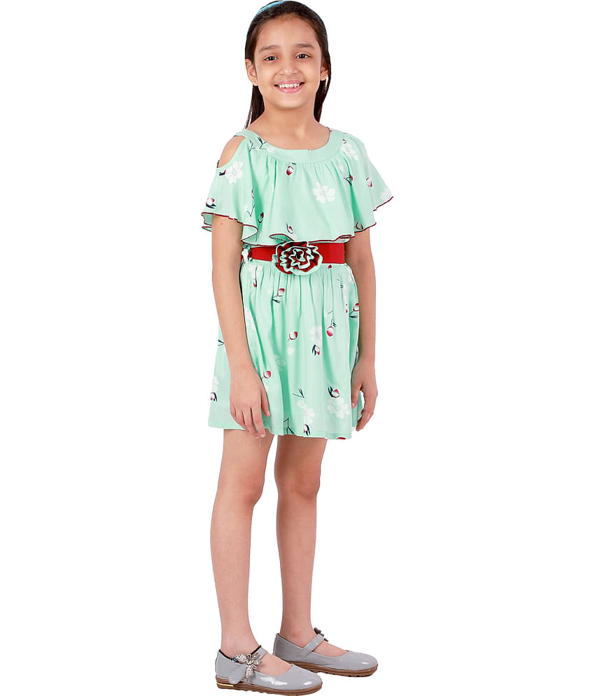 Kids Cave Rayon A-line For Girls ( Pack of 1 , Light Green )