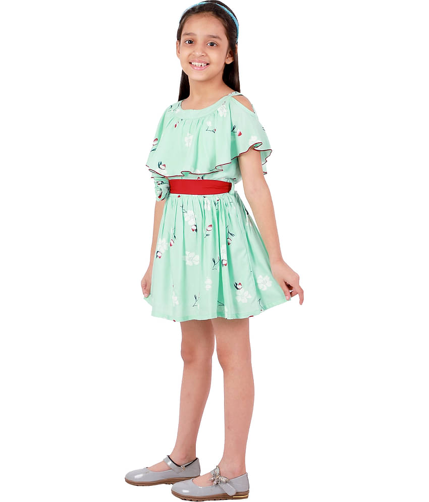Kids Cave Rayon A-line For Girls ( Pack of 1 , Light Green )