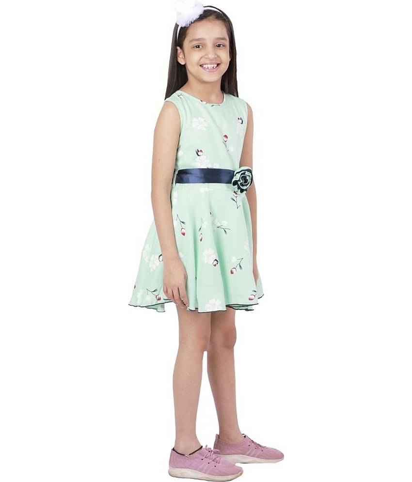 Kids Cave Rayon A-line For Girls ( Pack of 1 , Light Green )