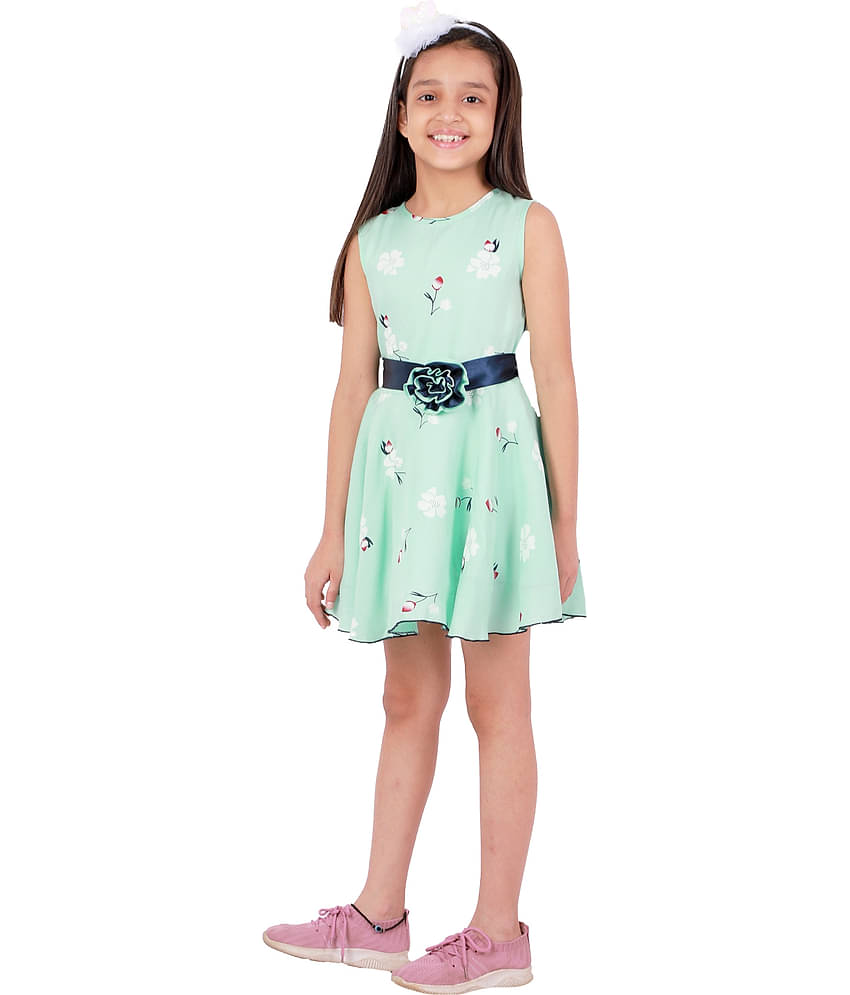 Kids Cave Rayon A-line For Girls ( Pack of 1 , Light Green )
