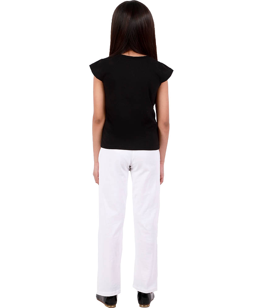 Kids Cave Pack of 2 Girls 100% Cotton T-shirt With Pants ( Black )