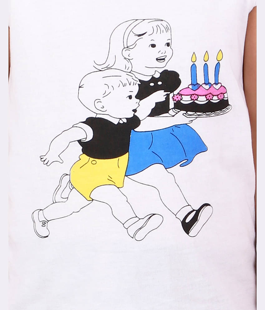 Kids Cave Pack of 2 Girls 100% Cotton T-shirt With Pants ( White )