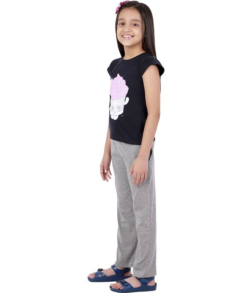 Kids Cave Pack of 2 Girls 100% Cotton T-shirt With Pants ( Blue )