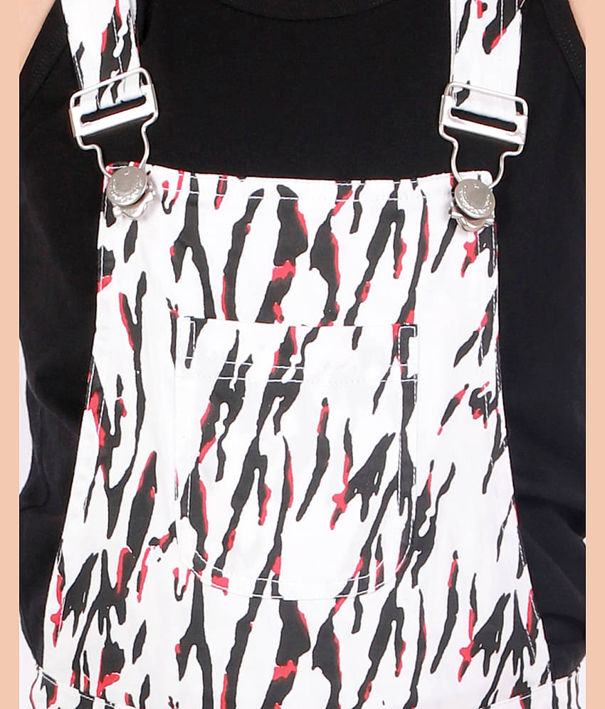 Kids Cave Girls Cotton Dungarees ( White )