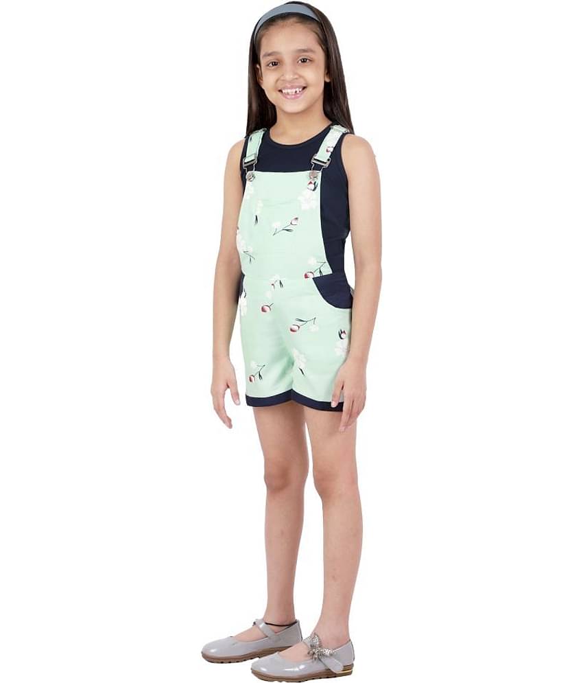 Kids Cave Girls Cotton Dungarees ( Light Green )