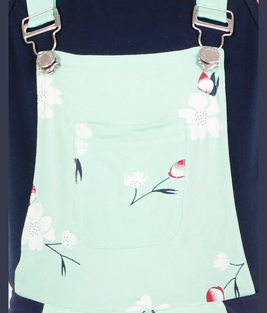 Kids Cave Girls Cotton Dungarees ( Light Green )