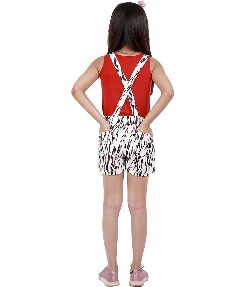 Kids Cave Girls Cotton Dungarees ( Pack of 1 , White )