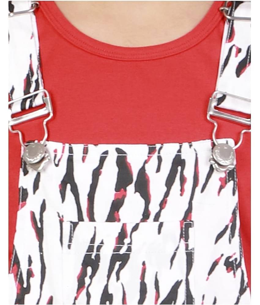 Kids Cave Girls Cotton Dungarees ( Pack of 1 , White )