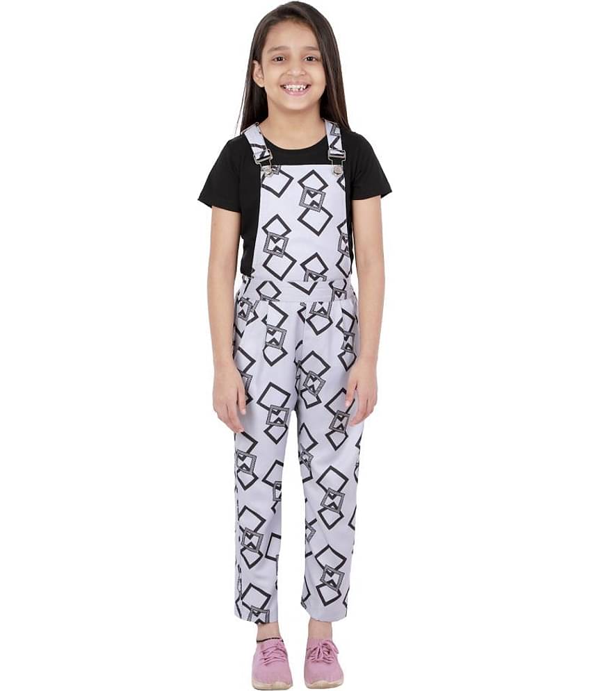 Kids Cave Girls Cotton Dungarees ( Pack of 1 , Grey )